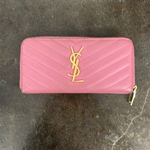 YSL pink zip around wallet - used; vintage